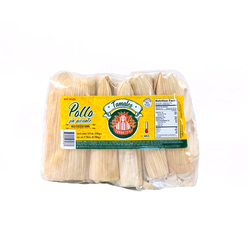 Tamales de pollo sin picante cocidos / 5Pcs