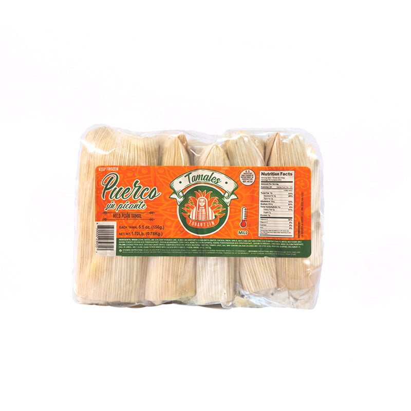 Tamales de puerco sin picante cocidos / 5Pcs